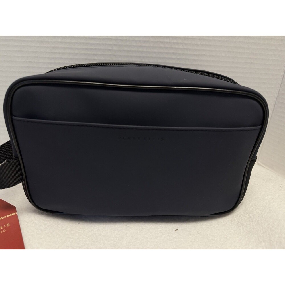 Perry Ellis Mens Light Weight Essentials  Dark Navy Travel Bag with 1 bottle New